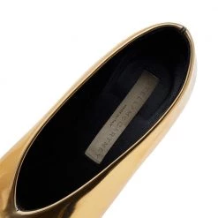 Stella McCartney Metallic Gold Faux Patent Leather V Neck Pointed Toe Pumps Size 36 For Women 17 Stella McCartney Metallic Gold Faux Patent Leather V Neck Pointed Toe Pumps Size 36 For Women -Stella McCartney Sales luxury women stella mccartney used shoes p609943 008