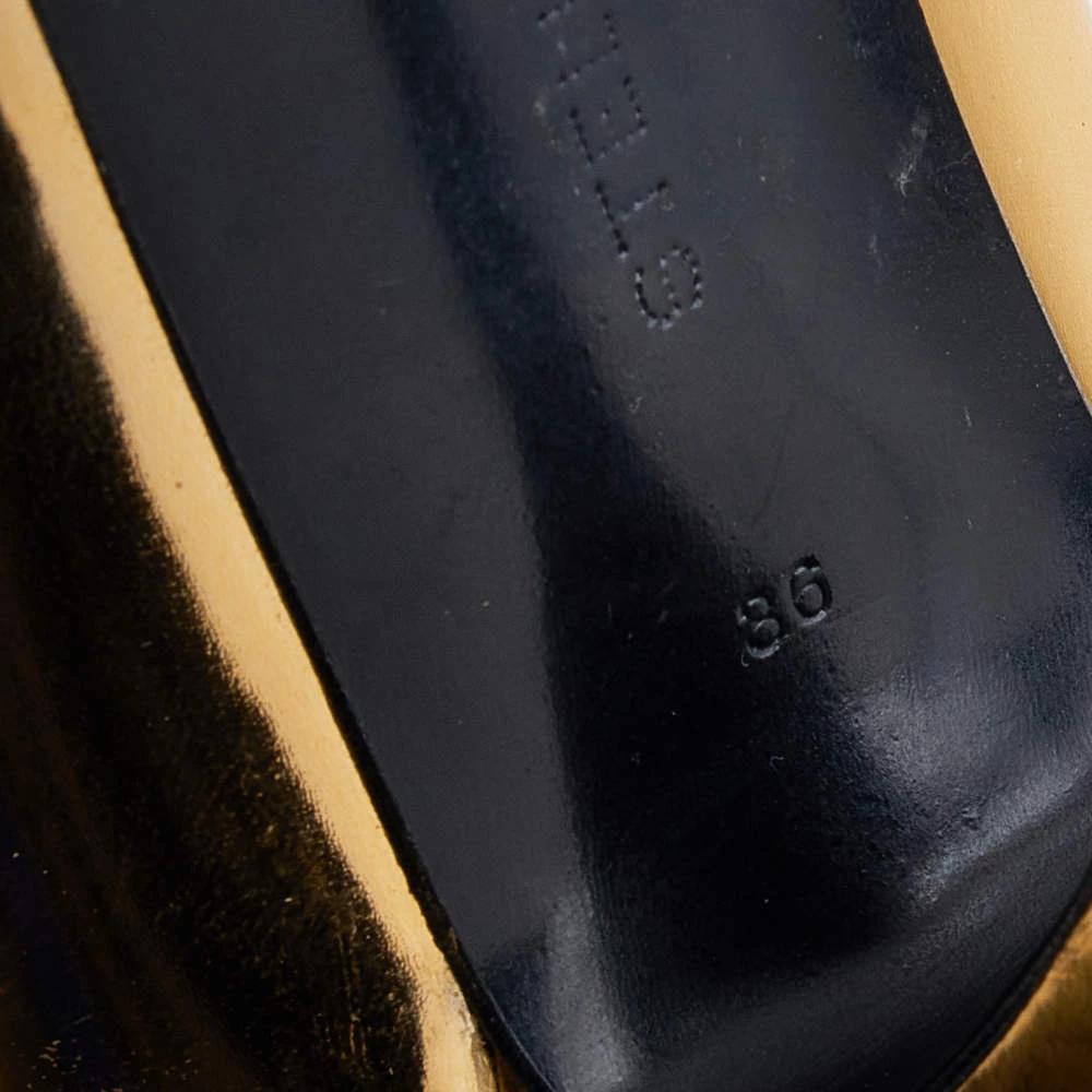 Stella McCartney Metallic Gold Faux Patent Leather V Neck Pointed Toe Pumps Size 36 For Women 10 Stella McCartney Metallic Gold Faux Patent Leather V Neck Pointed Toe Pumps Size 36 For Women - Image 8
