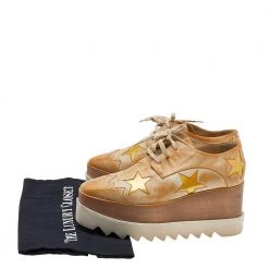 Stella McCartney Brown Faded Effect Faux Leather Elyse Star Platform Lace Up Derby Size 35.5 For Women -Stella McCartney Sales luxury women stella mccartney used shoes p610069 001