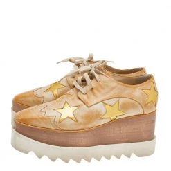 Stella McCartney Brown Faded Effect Faux Leather Elyse Star Platform Lace Up Derby Size 35.5 For Women -Stella McCartney Sales luxury women stella mccartney used shoes p610069 002