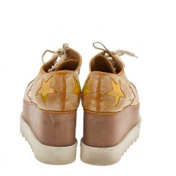 Stella McCartney Brown Faded Effect Faux Leather Elyse Star Platform Lace Up Derby Size 35.5 For Women -Stella McCartney Sales luxury women stella mccartney used shoes p610069 003