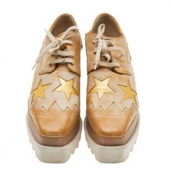 Stella McCartney Brown Faded Effect Faux Leather Elyse Star Platform Lace Up Derby Size 35.5 For Women -Stella McCartney Sales luxury women stella mccartney used shoes p610069 004