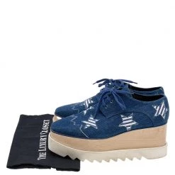 Stella McCartney Blue Denim Elyse Star Platform Lace Up Sneakers Size 35 For Women 19 Stella McCartney Blue Denim Elyse Star Platform Lace Up Sneakers Size 35 For Women -Stella McCartney Sales luxury women stella mccartney used shoes p610503 001