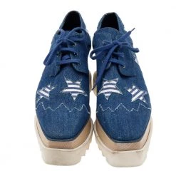Stella McCartney Blue Denim Elyse Star Platform Lace Up Sneakers Size 35 For Women 13 Stella McCartney Blue Denim Elyse Star Platform Lace Up Sneakers Size 35 For Women -Stella McCartney Sales luxury women stella mccartney used shoes p610503 004