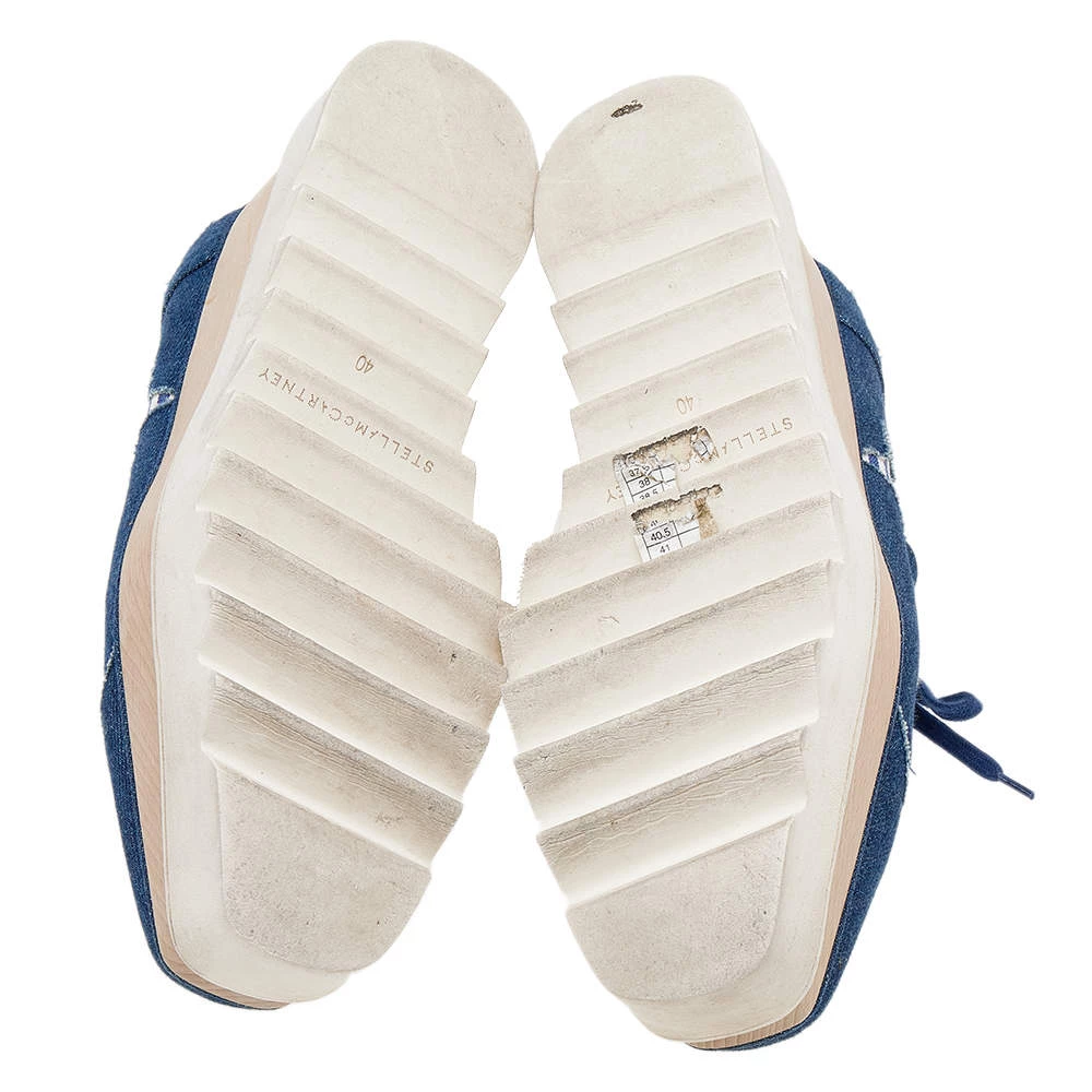 Stella McCartney Blue Denim Elyse Star Platform Lace Up Sneakers Size 35 For Women 8 Stella McCartney Blue Denim Elyse Star Platform Lace Up Sneakers Size 35 For Women - Image 6