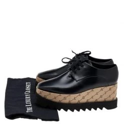 Stella McCartney Black/Beige Faux Leather Monogram Elyse Platform Derby Sneakers Size 38 For Women 19 Stella McCartney Black/Beige Faux Leather Monogram Elyse Platform Derby Sneakers Size 38 For Women -Stella McCartney Sales luxury women stella mccartney used shoes p612871 1647926912 001