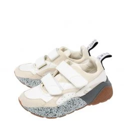 Stella McCartney White Faux Suede And Faux Leather Eclypse Velcro Strap Sneakers Size 38 For Women -Stella McCartney Sales luxury women stella mccartney used shoes p615233 002