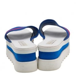 Stella McCartney Blue Faux Leather And Fabric Platform Slides Sandals Size 36 For Women -Stella McCartney Sales luxury women stella mccartney used shoes p615351 005