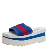Stella McCartney Blue Faux Leather And Fabric Platform Slides Sandals Size 36 For Women -Stella McCartney Sales luxury women stella mccartney used shoes p615351 008