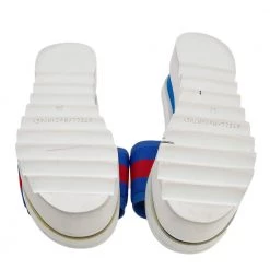 Stella McCartney Blue Faux Leather And Fabric Platform Slides Sandals Size 36 For Women -Stella McCartney Sales luxury women stella mccartney used shoes p615351 010