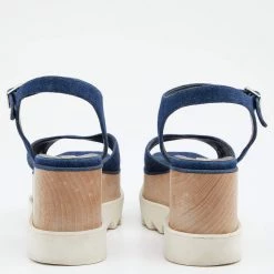 Stella McCartney Blue Denim Elyse Platform Ankle Strap Sandals Size 39.5 For Women -Stella McCartney Sales luxury women stella mccartney used shoes p621837 006