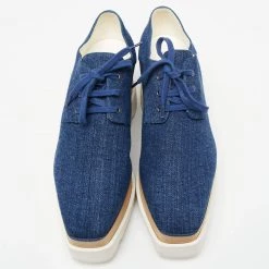 Stella McCartney Blue Denim Elyse Platform Derby Sneakers Size 38 For Women -Stella McCartney Sales luxury women stella mccartney used shoes p622615 003