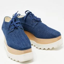 Stella McCartney Blue Denim Elyse Platform Derby Sneakers Size 38 For Women -Stella McCartney Sales luxury women stella mccartney used shoes p622615 005