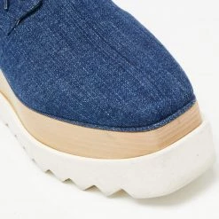 Stella McCartney Blue Denim Elyse Platform Derby Sneakers Size 38 For Women -Stella McCartney Sales luxury women stella mccartney used shoes p622615 006