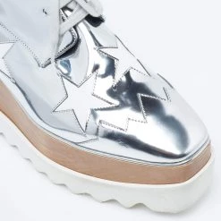 Stella McCartney Silver Faux Leather Elyse Star Sneakers Size 38 For Women -Stella McCartney Sales luxury women stella mccartney used shoes p622633 003