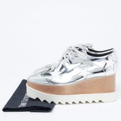 Stella McCartney Silver Faux Leather Elyse Star Sneakers Size 38 For Women -Stella McCartney Sales luxury women stella mccartney used shoes p622633 006