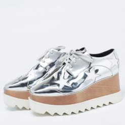 Stella McCartney Silver Faux Leather Elyse Star Sneakers Size 38 For Women -Stella McCartney Sales luxury women stella mccartney used shoes p622633 007
