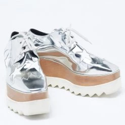 Stella McCartney Silver Faux Leather Elyse Star Sneakers Size 38 For Women -Stella McCartney Sales luxury women stella mccartney used shoes p622633 009