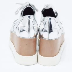 Stella McCartney Silver Faux Leather Elyse Star Sneakers Size 38 For Women -Stella McCartney Sales luxury women stella mccartney used shoes p622633 010