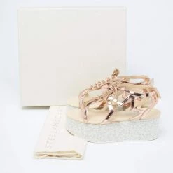 Stella McCartney Metallic Bronze Faux Patent Leather Hackney Platform Sandals Size 36 For Women -Stella McCartney Sales luxury women stella mccartney used shoes p622676 1649824766 001