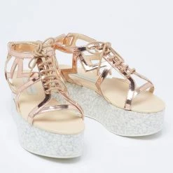 Stella McCartney Metallic Bronze Faux Patent Leather Hackney Platform Sandals Size 36 For Women -Stella McCartney Sales luxury women stella mccartney used shoes p622676 1649824776 004