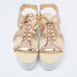 Stella McCartney Metallic Bronze Faux Patent Leather Hackney Platform Sandals Size 36 For Women -Stella McCartney Sales luxury women stella mccartney used shoes p622676 1649824778 005