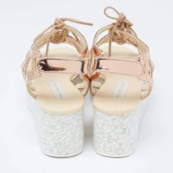 Stella McCartney Metallic Bronze Faux Patent Leather Hackney Platform Sandals Size 36 For Women -Stella McCartney Sales luxury women stella mccartney used shoes p622676 1649824782 006