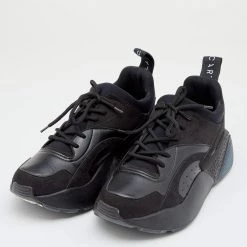 Stella McCartney Black Neoprene, Faux Leather And Faux Suede Eclypse Chunky Sneakers Size 38 For Women -Stella McCartney Sales luxury women stella mccartney used shoes p625059 005