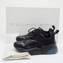 Stella McCartney Black Neoprene, Faux Leather And Faux Suede Eclypse Chunky Sneakers Size 38 For Women -Stella McCartney Sales luxury women stella mccartney used shoes p625059 010