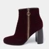 Stella McCartney Burgundy Woven Velvet Block Heel Ankle Heel Boots Size 40 For Women -Stella McCartney Sales luxury women stella mccartney used shoes p625241 003