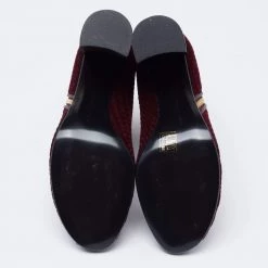 Stella McCartney Burgundy Woven Velvet Block Heel Ankle Heel Boots Size 40 For Women -Stella McCartney Sales luxury women stella mccartney used shoes p625241 007
