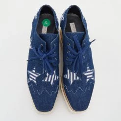Stella McCartney Blue Denim Elyse Star Platform Lace Up Sneakers Size 37 For Women -Stella McCartney Sales luxury women stella mccartney used shoes p631518 004