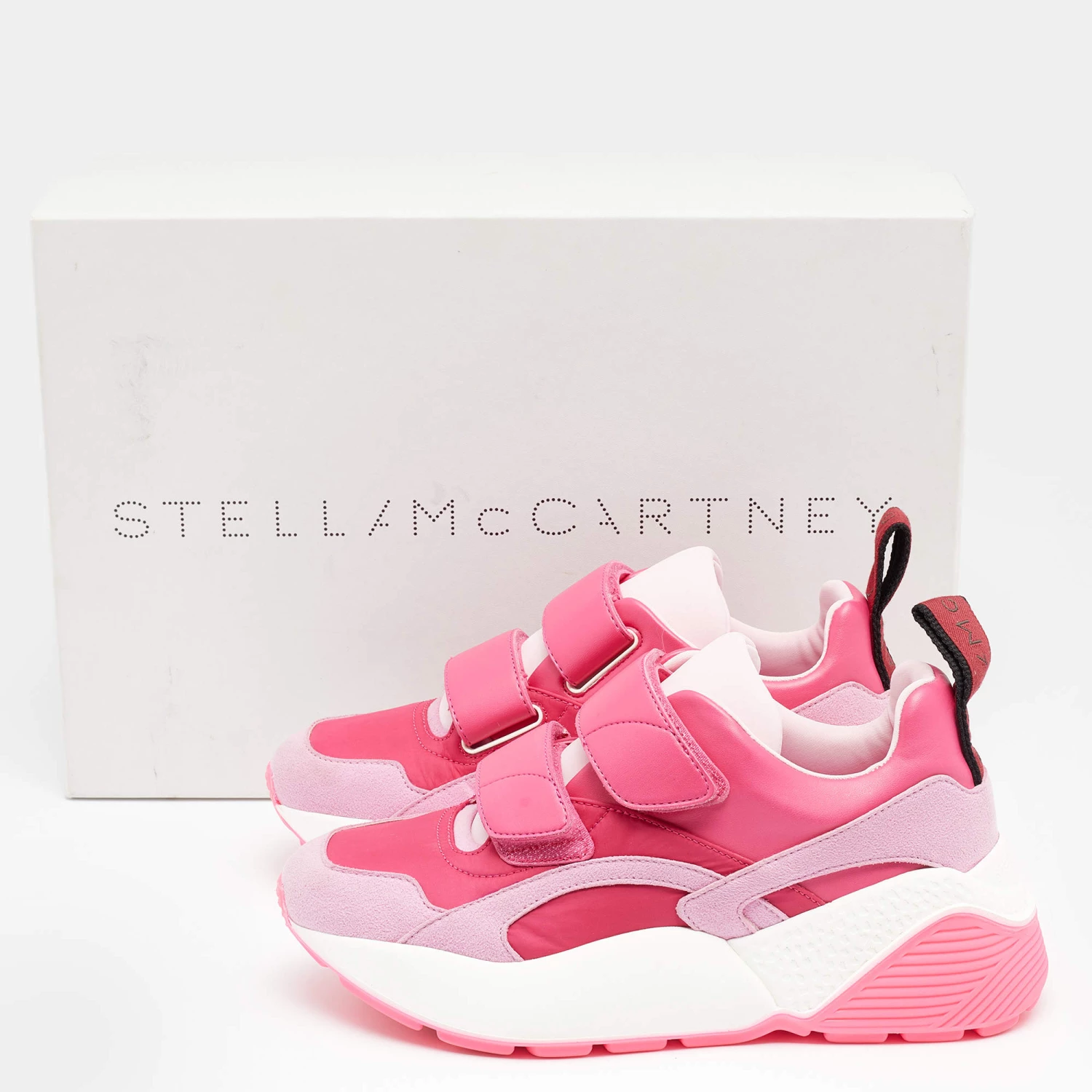 Stella McCartney Pink Faux Leather And Fabric Velcro Strap Eclypse Low Top Sneakers Size 37 For Women 11 Stella McCartney Pink Faux Leather And Fabric Velcro Strap Eclypse Low Top Sneakers Size 37 For Women - Image 9