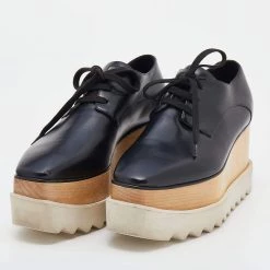 Stella McCartney Black Faux Leather Elyse Platform Derby Sneakers Size 36 For Women -Stella McCartney Sales luxury women stella mccartney used shoes p633919 003