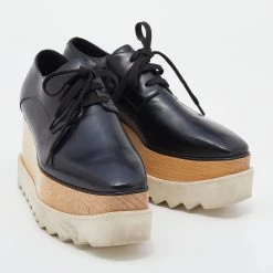 Stella McCartney Black Faux Leather Elyse Platform Derby Sneakers Size 36 For Women -Stella McCartney Sales luxury women stella mccartney used shoes p633919 005