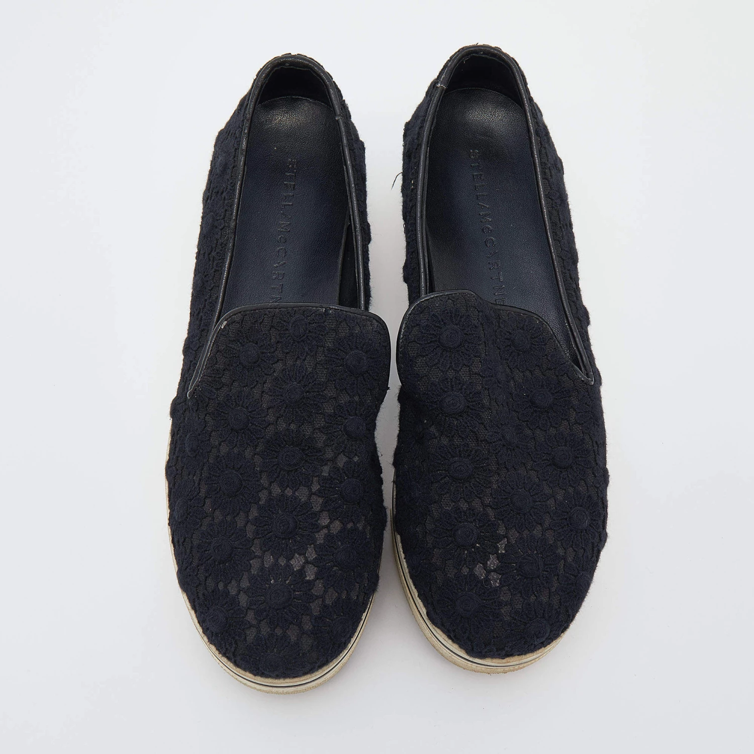 Stella McCartney Black Crochet And Canvas Platform Slip On Sneakers Size 38 For Women 5 Stella McCartney Black Crochet And Canvas Platform Slip On Sneakers Size 38 For Women - Image 3