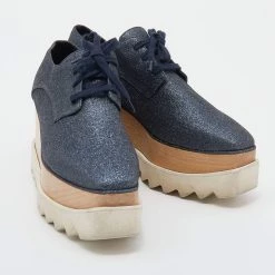 Stella McCartney Metallic Glitter Elyse Platform Derby Sneakers Size 38 For Women -Stella McCartney Sales luxury women stella mccartney used shoes p636363 005