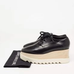 Stella McCartney Black Faux Leather Elyse Platform Wedge Sneakers Size 39 For Women -Stella McCartney Sales luxury women stella mccartney used shoes p641090 001