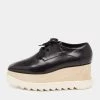 Stella McCartney Black Faux Leather Elyse Platform Wedge Sneakers Size 39 For Women -Stella McCartney Sales luxury women stella mccartney used shoes p641090 003