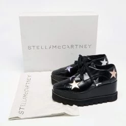 Stella McCartney Black Faux Leather Elyse Star Platform Lace Up Sneakers Size 37 For Women -Stella McCartney Sales luxury women stella mccartney used shoes p642133 001