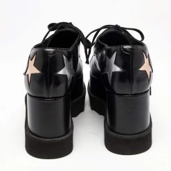 Stella McCartney Black Faux Leather Elyse Star Platform Lace Up Sneakers Size 37 For Women -Stella McCartney Sales luxury women stella mccartney used shoes p642133 005