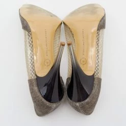 Stella McCartney Grey/Gold Canvas And PVC Peep Toe Pumps Size 36 For Women -Stella McCartney Sales luxury women stella mccartney used shoes p648510 001