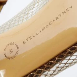 Stella McCartney Grey/Gold Canvas And PVC Peep Toe Pumps Size 36 For Women -Stella McCartney Sales luxury women stella mccartney used shoes p648510 002