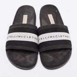 Stella McCartney Black/White Faux Suede And Canvas Logo Slide Slippers Size 36 For Women 13 Stella McCartney Black/White Faux Suede And Canvas Logo Slide Slippers Size 36 For Women -Stella McCartney Sales luxury women stella mccartney used shoes p649633 003