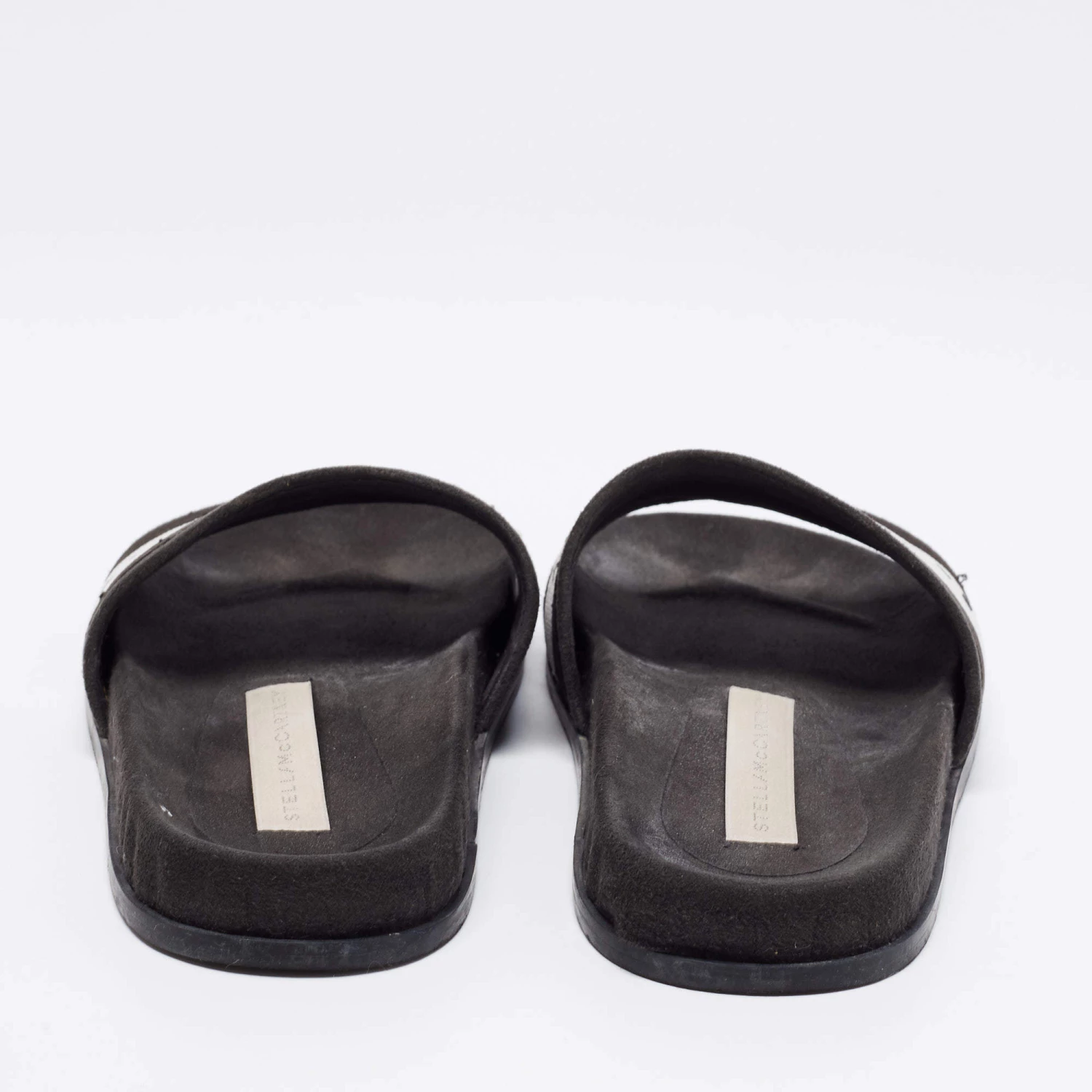 Stella McCartney Black/White Faux Suede And Canvas Logo Slide Slippers Size 36 For Women 7 Stella McCartney Black/White Faux Suede And Canvas Logo Slide Slippers Size 36 For Women - Image 5