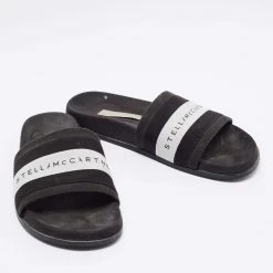 Stella McCartney Black/White Faux Suede And Canvas Logo Slide Slippers Size 36 For Women 14 Stella McCartney Black/White Faux Suede And Canvas Logo Slide Slippers Size 36 For Women -Stella McCartney Sales luxury women stella mccartney used shoes p649633 007