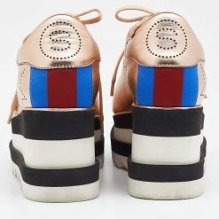 Stella McCartney Metallic Gold Faux Perforated Leather Elyse Star Platform Derby Size 37 For Women 15 Stella McCartney Metallic Gold Faux Perforated Leather Elyse Star Platform Derby Size 37 For Women -Stella McCartney Sales luxury women stella mccartney used shoes p653174 005