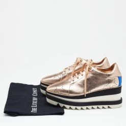 Stella McCartney Metallic Gold Faux Perforated Leather Elyse Star Platform Derby Size 37 For Women 19 Stella McCartney Metallic Gold Faux Perforated Leather Elyse Star Platform Derby Size 37 For Women -Stella McCartney Sales luxury women stella mccartney used shoes p653174 009