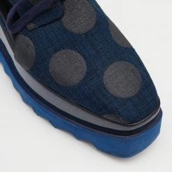 Stella McCartney Blue Canvas Elyse Cut-Out Platform Derby Size 37 For Women -Stella McCartney Sales luxury women stella mccartney used shoes p661113 006