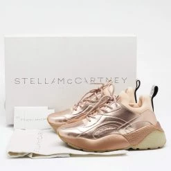 Stella McCartney Metallic Rose Gold Faux Leather Eclypse Sneakers Size 37 For Women -Stella McCartney Sales luxury women stella mccartney used shoes p661149 003